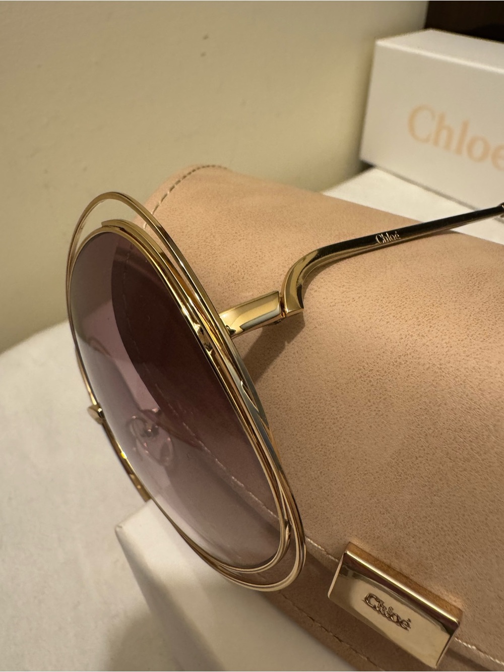 AUTHENTIC Chloé Carlina Oversized Gold Sunglasses CE126S Made in Italy - Picture 8 of 12